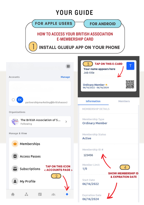 Instructions on how to view BA membership card